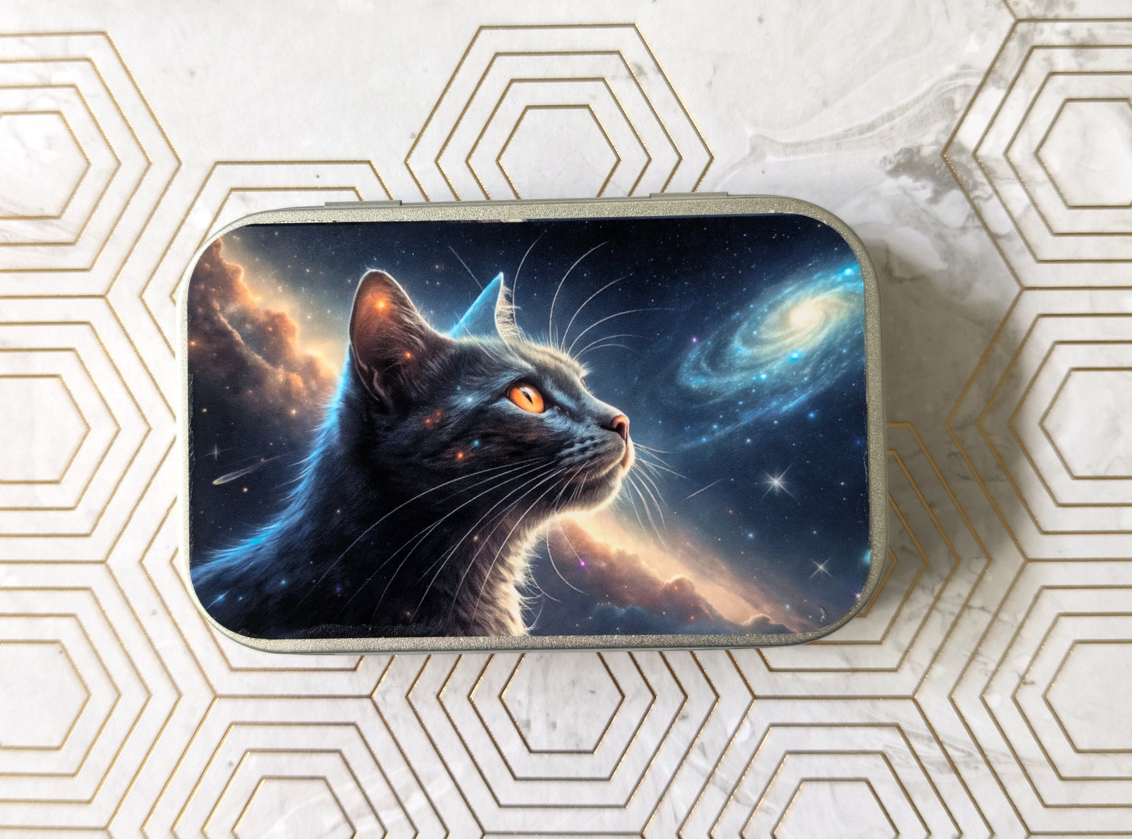 Cat staring over his domain. Catnip Tin