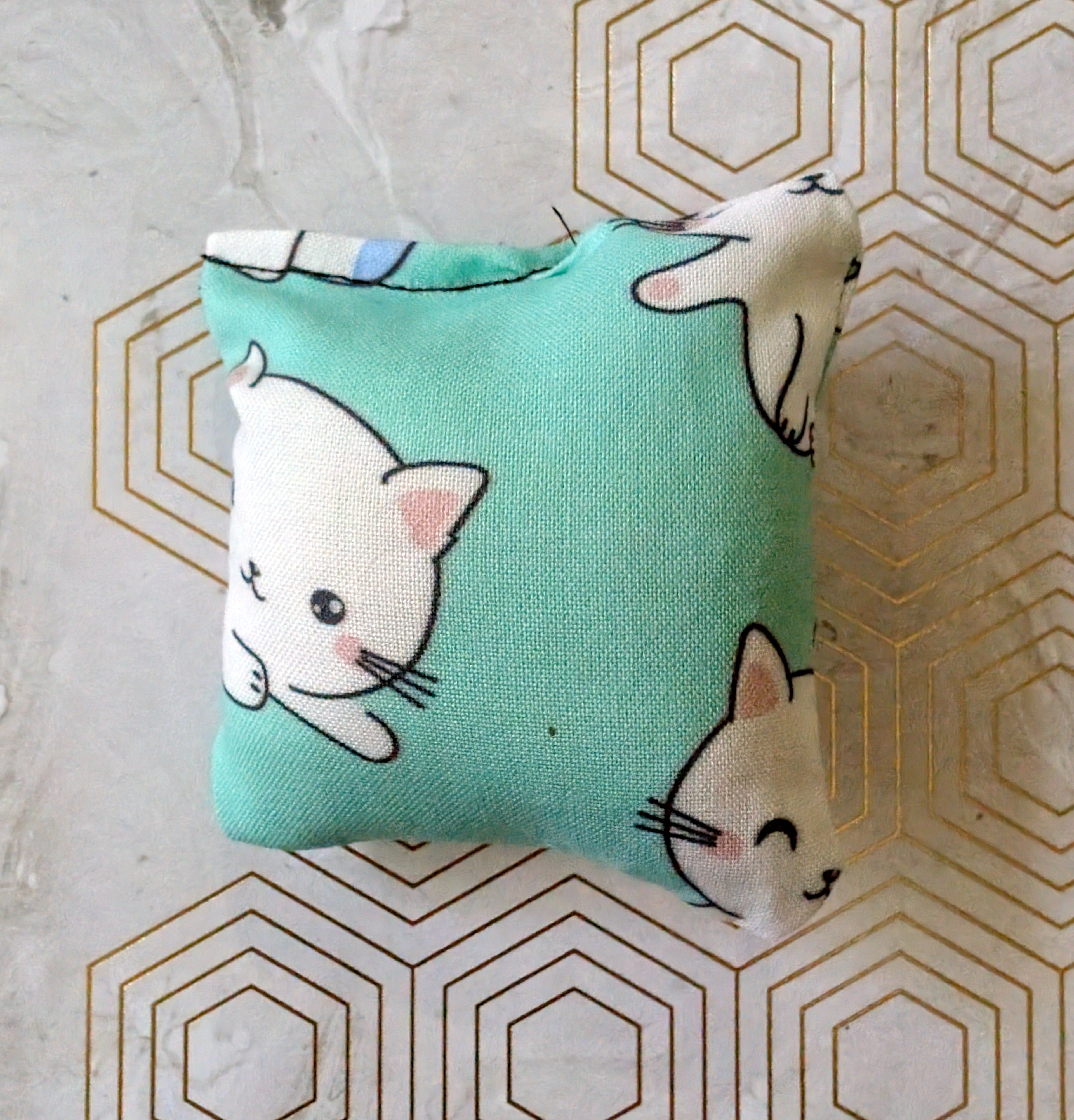 Lounging Cats on a Teal background Catnip Pillow