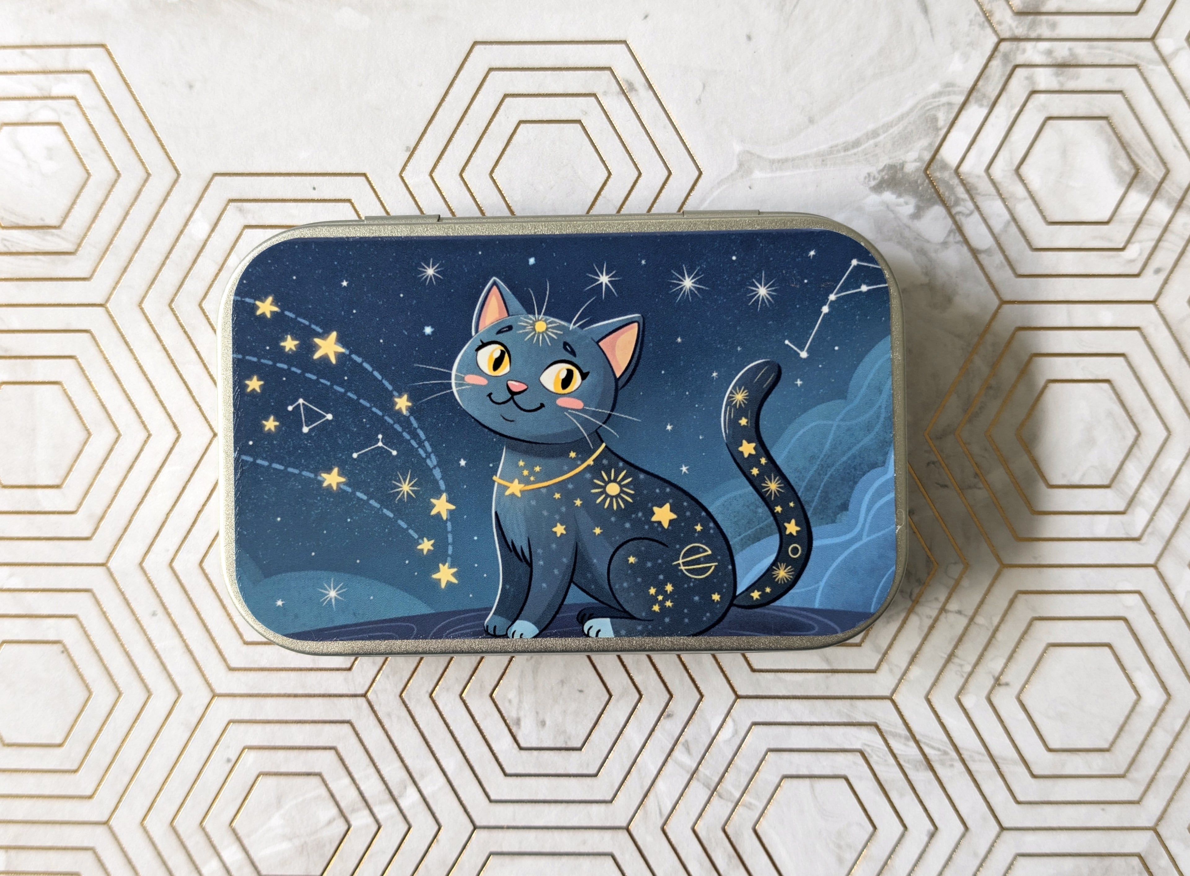 Astrological kitten. Catnip Tin