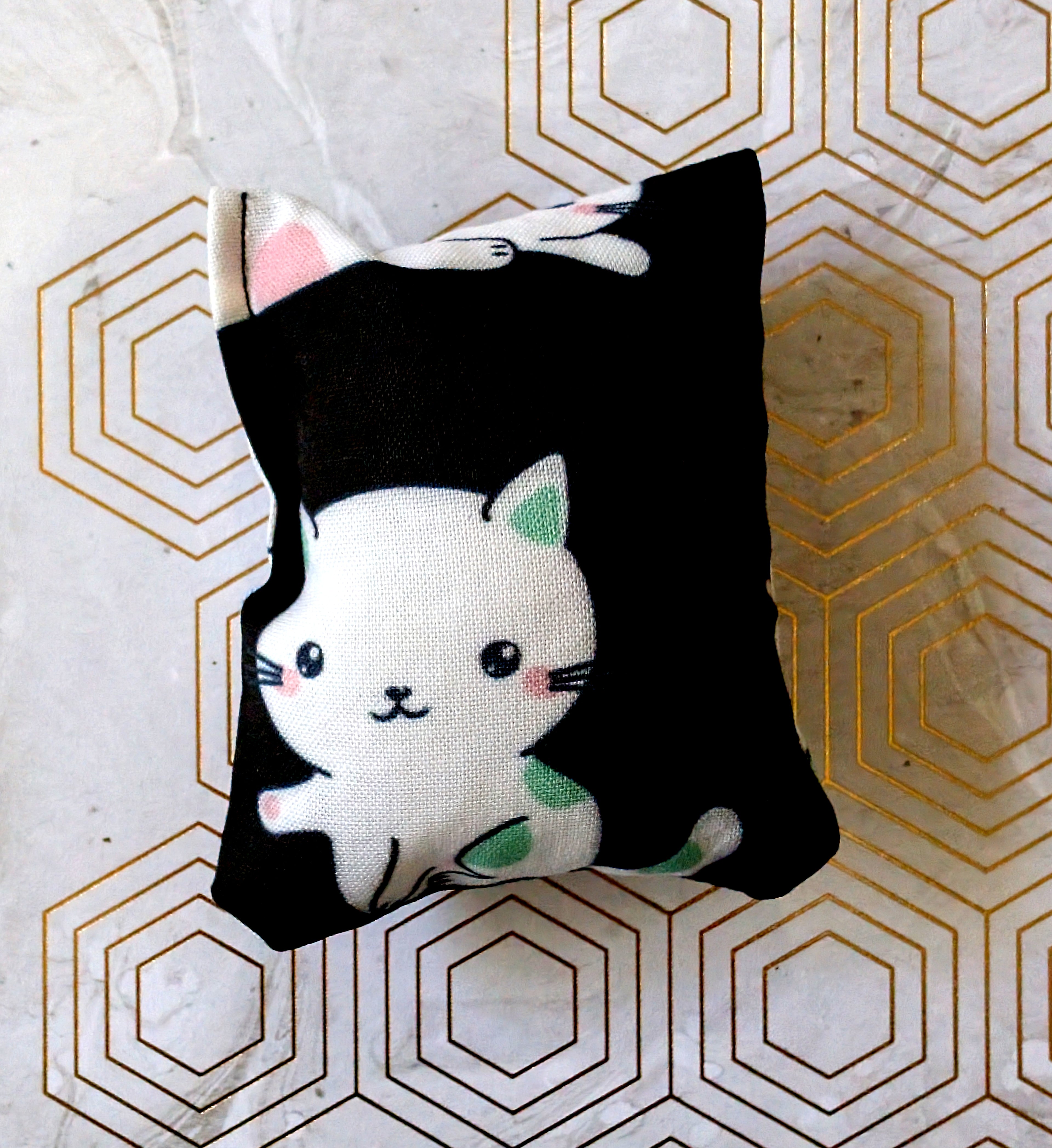 Lounging Cats on a Black Background Catnip Pillow