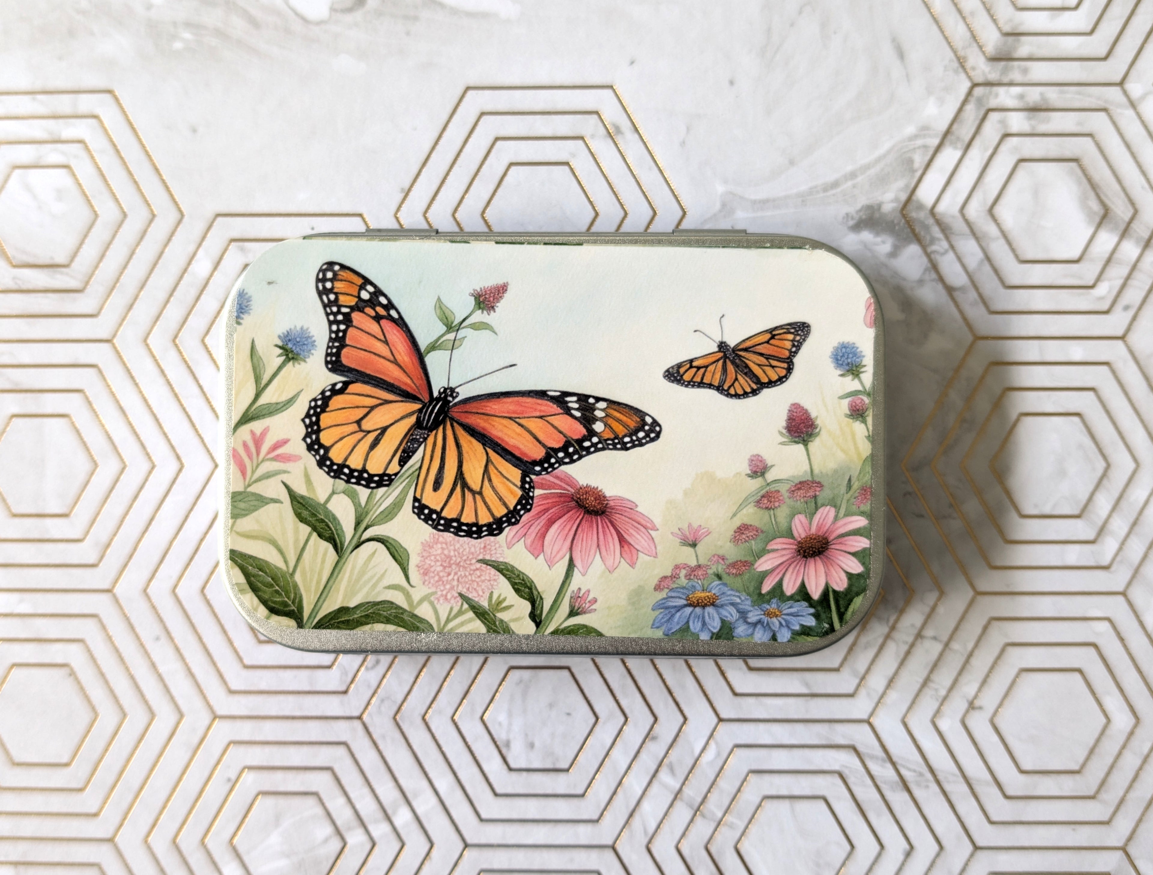 Monarch Butterfly. Catnip Tin