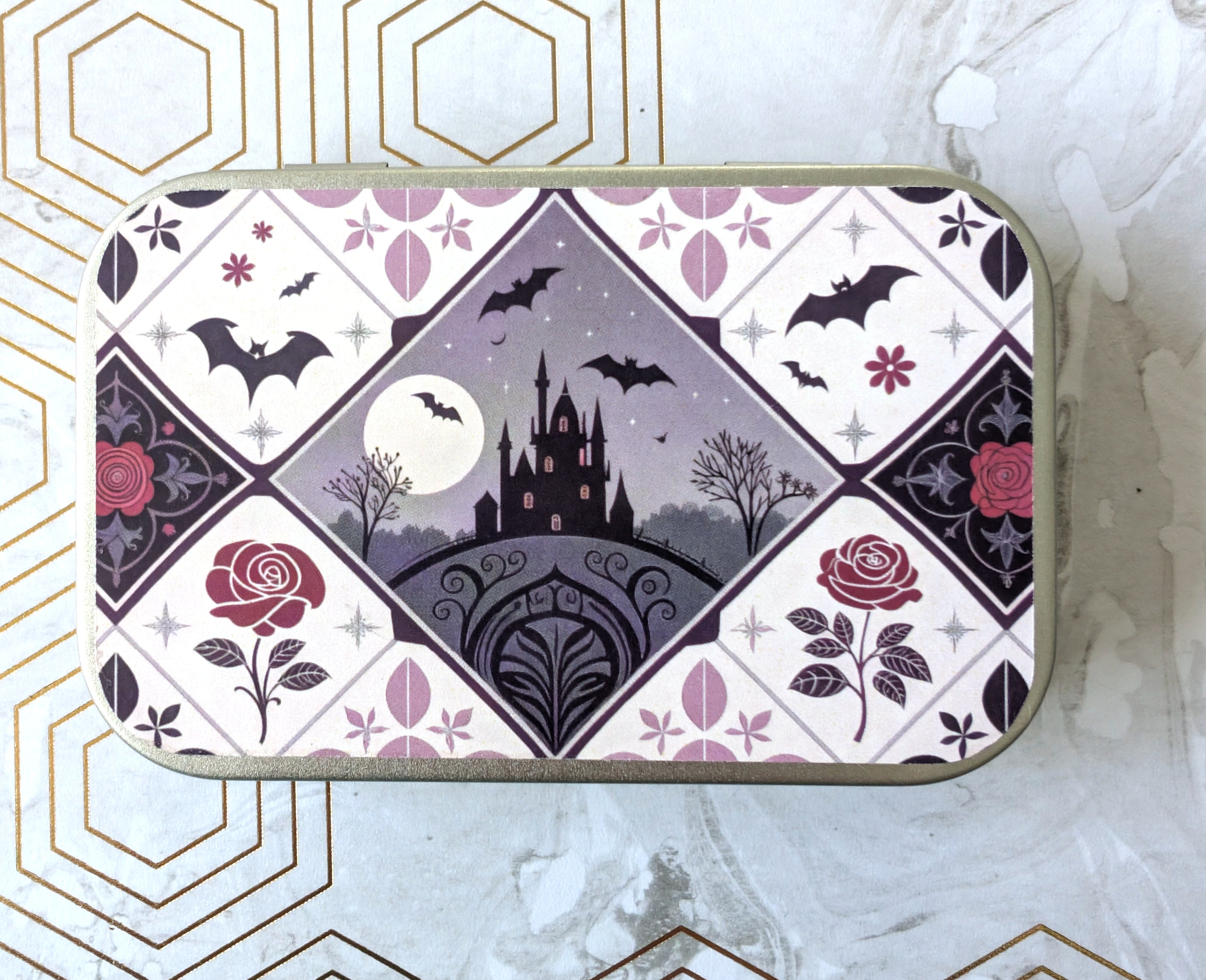 Bats, Castles, and rosts, oh my! Catnip Tin
